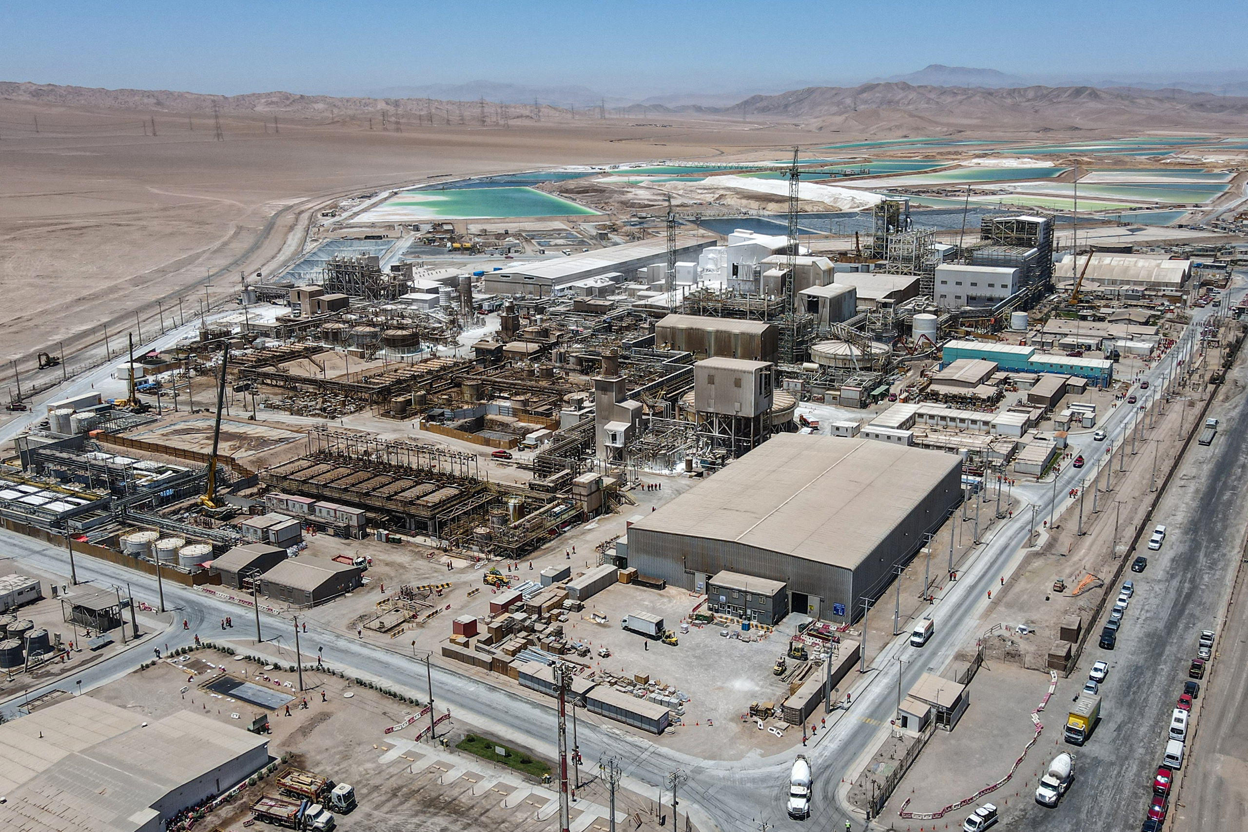 View of the plant of the Chilean company SQM, where lithium mined from the Atacama Desert is processed into lithium hydroxide and lithium carbonate, on Oct 25, 2022.