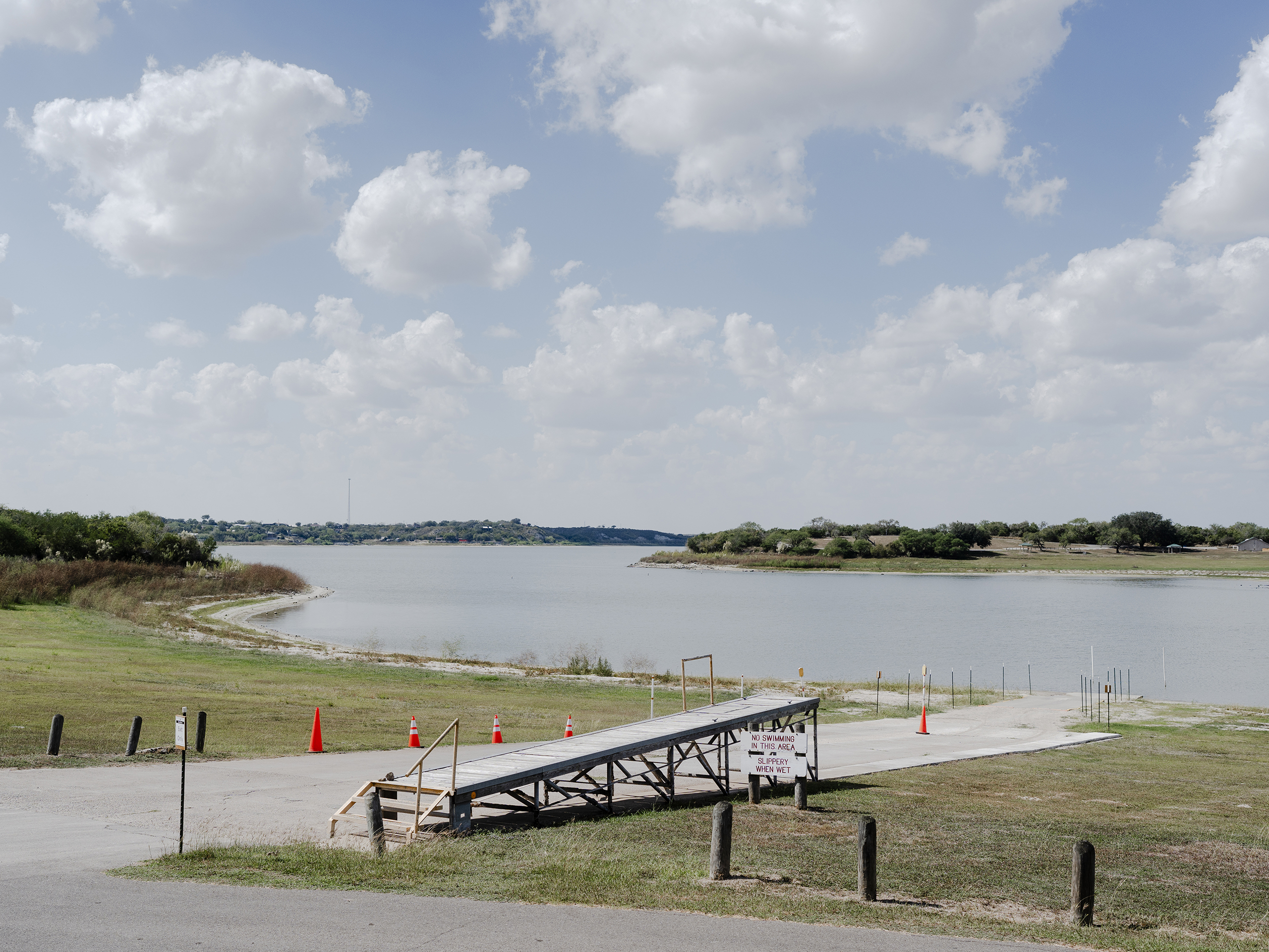 Lake Corpus Christi at 11.8% capacity Oct. 20, 2025. At the time this was the only operational boat ramp out of six in the state park.