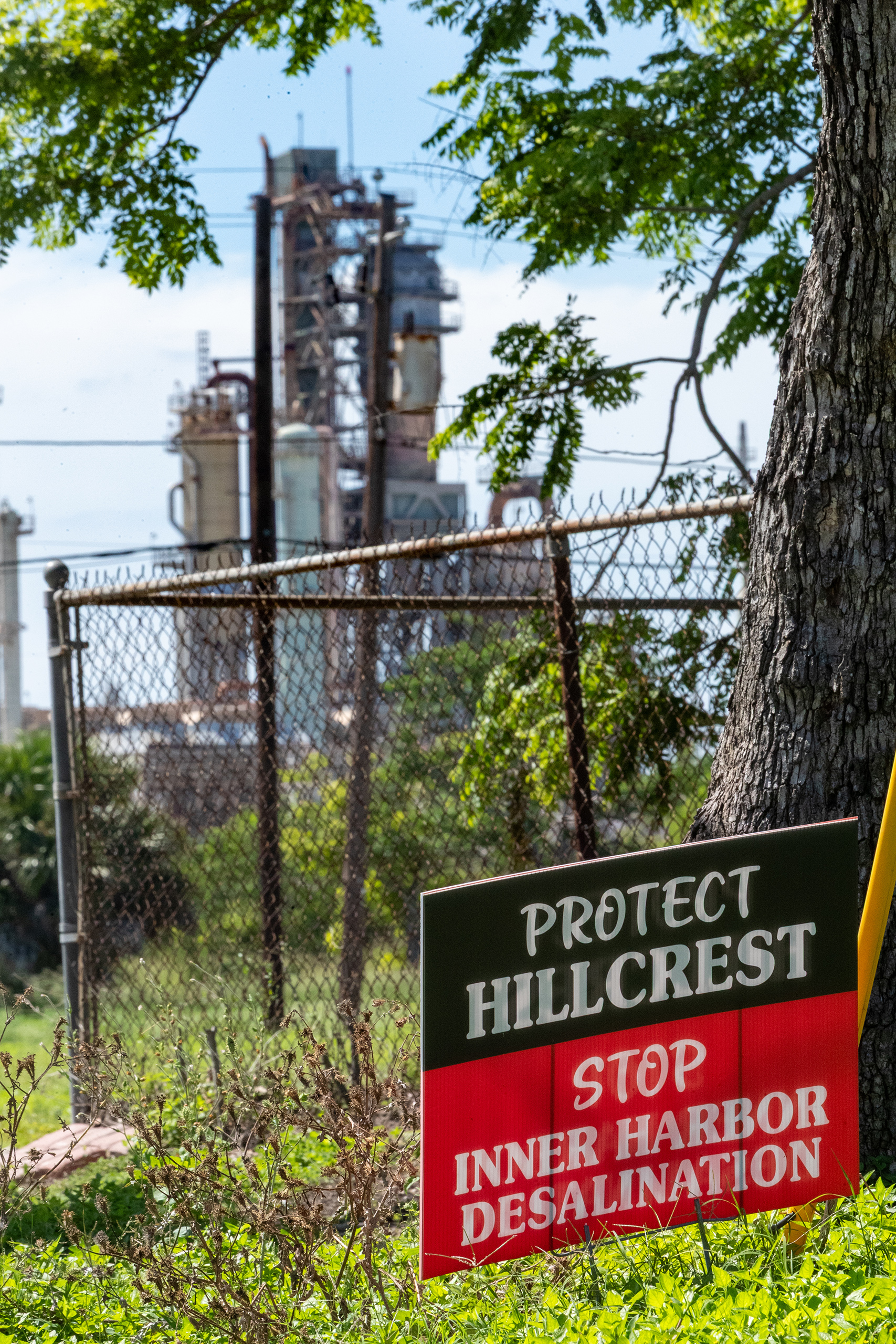 A "Protect Hillcrest" sign stands in the yard of a Hillcrest residence in Corpus Christi on May 30, 2026.