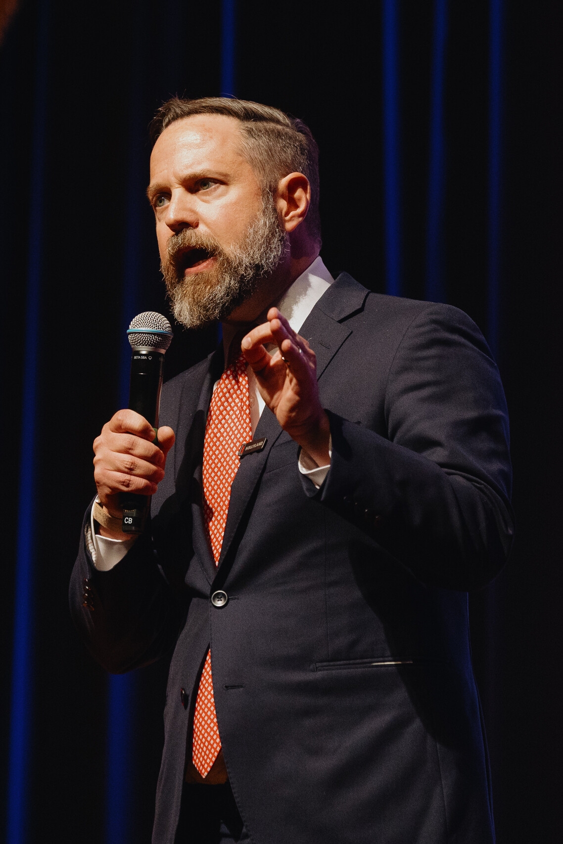 House Speaker Dustin Burrows speaks at the Red River Roll Call, a Republican rally in Sherman on July 27, 2026.